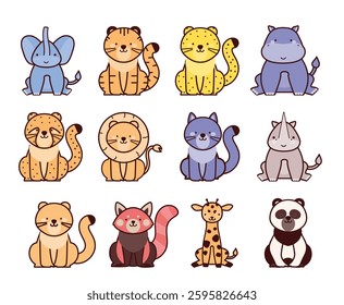 Safary Animal Vector Isolated Set