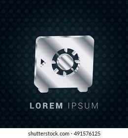 Safe 3D silver/platinum metallic chromium precious Icon / Logo Design