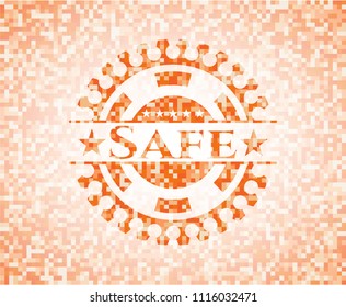 Safe abstract orange mosaic emblem