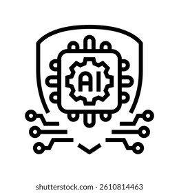 safe ai development ethical ai line icon vector. safe ai development ethical ai sign. isolated contour symbol black illustration