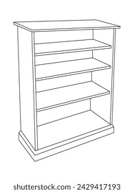 Safe Almirah Vector Illustration, shelves with books, bookshelf background, Showcase Outline Illustrations and Vectors