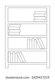 Safe Almirah Vector Illustration, shelves with books, bookshelf background, Showcase Outline Illustrations and Vectors