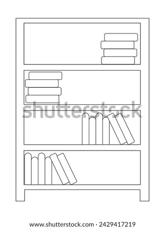 Safe Almirah Vector Illustration, shelves with books, bookshelf background, Showcase Outline Illustrations and Vectors