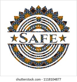 Safe arabic badge. Arabesque decoration.