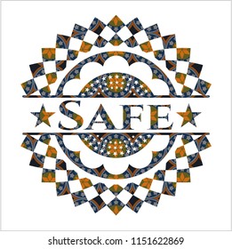 Safe arabic badge background. Arabesque decoration.