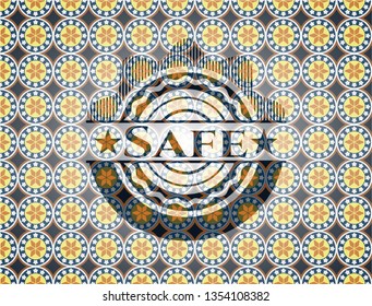 Safe arabic style badge. Arabesque decoration.