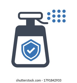 Icono de vector plano de limpieza de bacterias seguras