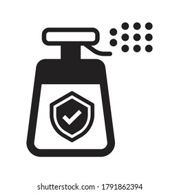 Safe bacteria cleaning spray flat vector icon