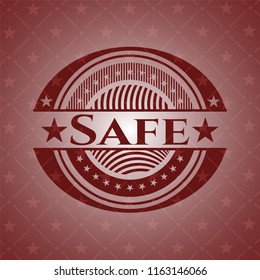 Safe badge with red background