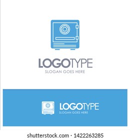Safe, Bank, Deposit, Lock, Money, Safety, Security Blue Solid Logo with place for tagline