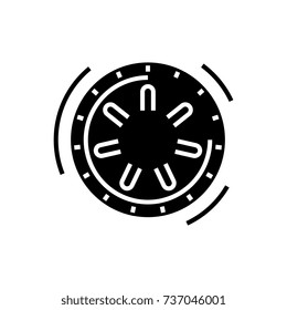 safe bank icon, vector illustration, black sign on isolated background