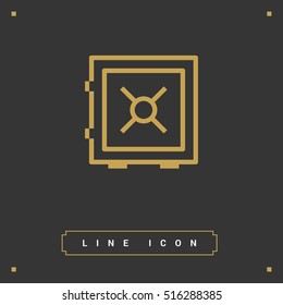 safe bank line icon for web and app