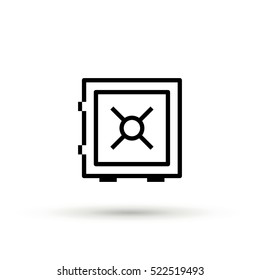 safe bank line icon for web and app