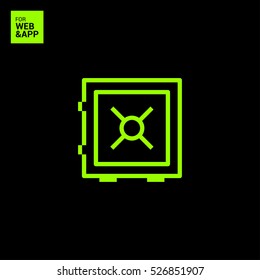 safe bank line icon for web and app