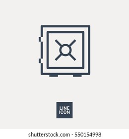 safe bank line icon for web and app