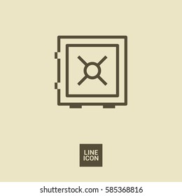 safe bank line icon for web and app