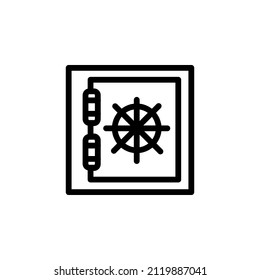 Safe Bank With Outline Icon Vector