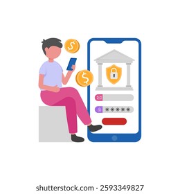 Safe Banking flat vector character illustration