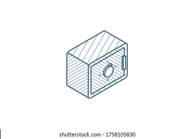 safe, banking money security, cash isometric icon. 3d vector illustration. Isolated line art technical drawing. Editable stroke