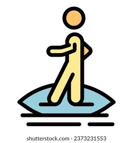 Safe beach surf icon outline vector. Safety life. Rescue ocean color flat