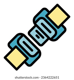 Safe belt icon outline vector. Secure road. Seat car color flat
