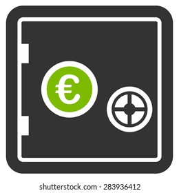 Safe from BiColor Euro Banking Icon Set. Vector style: flat bicolor, eco green and gray symbol, rounded angles, white background.