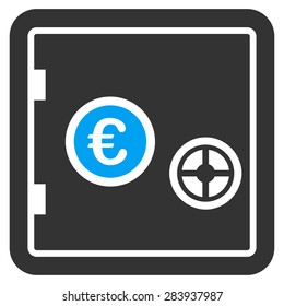 Safe from BiColor Euro Banking Icon Set. Vector style: flat bicolor, blue and gray symbol, rounded angles, white background.