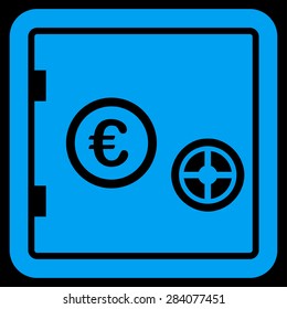 Safe from BiColor Euro Banking Icon Set. Vector style: flat, blue symbol, rounded angles, black background.