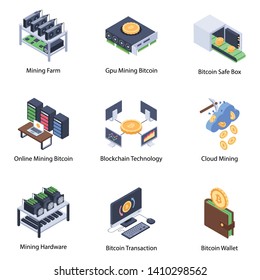 
Safe Bitcoin Isometric Vector Icons
