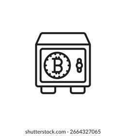 Safe with a Bitcoin symbol, representing secure cryptocurrency storage, digital asset protection, or Bitcoin security.