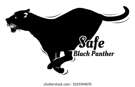 Safe Black Panter, tiger running, illustration design.