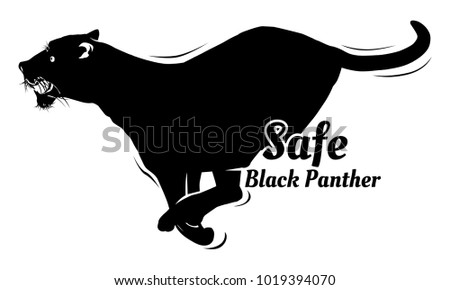 Safe Black Panter, tiger running, illustration design.