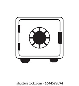 safe box bank money business financial line style icon vector illustration