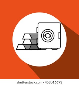 safe box and bars gold isolated icon design, vector illustration  graphic 