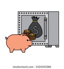 safe box with bitcoin symbol vector illustration design