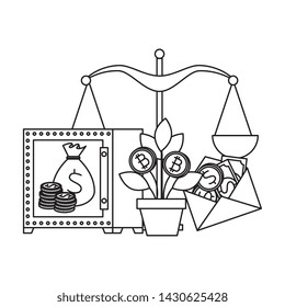 safe box with bitcoin symbol vector illustrator