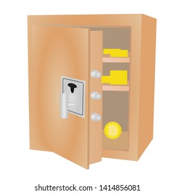 Safe box with bitcoin. vector illustration