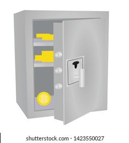 Safe box with bitcoin. vector illustration