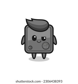 safe box cartoon with an arrogant expression , cute style design for t shirt, sticker, logo element