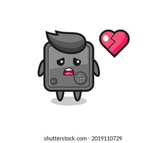 safe box cartoon illustration is broken heart , cute style design for t shirt, sticker, logo element