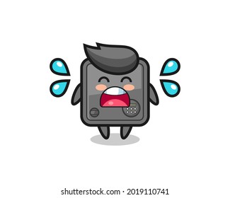 safe box cartoon illustration with crying gesture , cute style design for t shirt, sticker, logo element