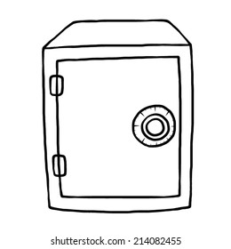 safe box / cartoon vector and illustration, black and white, hand drawn, sketch style, isolated on white background.