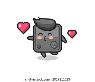 safe box character cartoon with kissing gesture , cute style design for t shirt, sticker, logo element