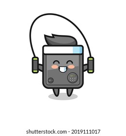 caricatura de personajes de caja segura con cuerda para saltar , diseño de estilo lindo para camiseta, pegatina, elemento logotipo