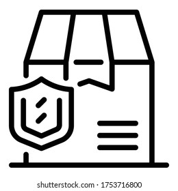 Icono de entrega de caja segura. Icono de vector de entrega de caja segura de esquema para diseño web aislado en fondo blanco
