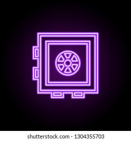 safe box deposit outline icon. Elements of Banking & Finance in neon style icons. Simple icon for websites, web design, mobile app, info graphics