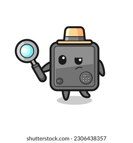 safe box detective character is analyzing a case , cute style design for t shirt, sticker, logo element