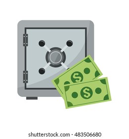 safe box and dollar bills icon