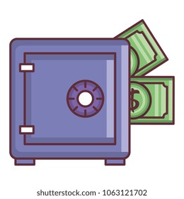 safe box with dollars bills