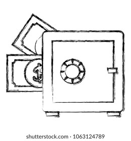 safe box with dollars bills